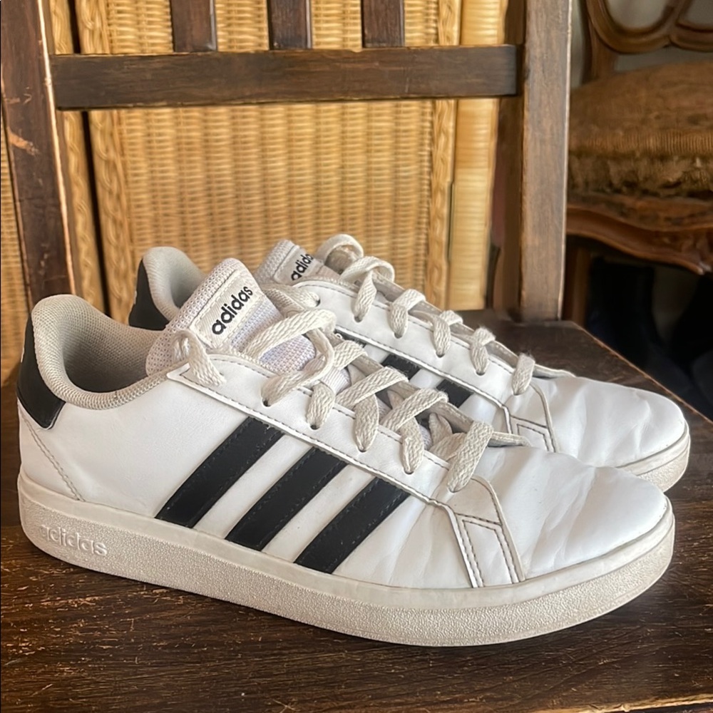 Adidas Classic White Sneakers with Black Stripes